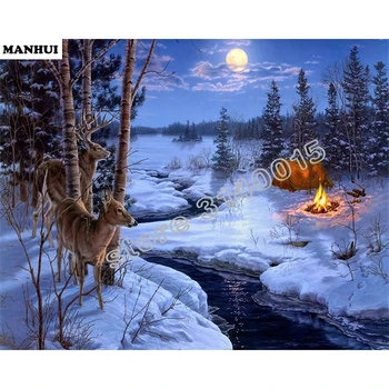

Diamond Painting Snow deer Cross Stitch Kits Embroidery with Diamonds Mosaic Pictures of Rhinestones Crafts home decor BCD122