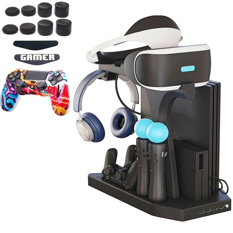 Ceny PSVR PS4 Pro Slim stojak do ładowania prezentacja na PS4 VR Playstation 4 pionowy stojak, wentylator, chłodnica, ładowarka do pada HUB