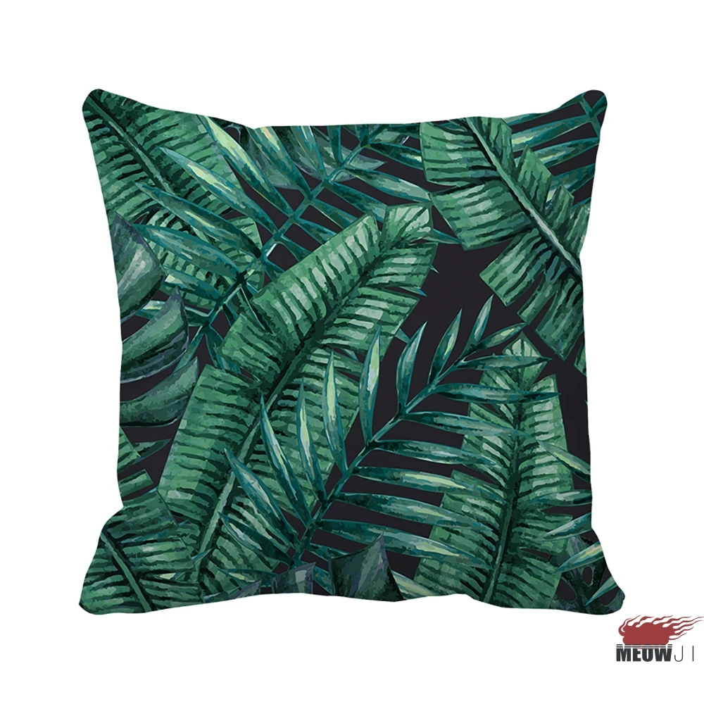 

[MIAOJI] <LOST IN THE JUNGLE> Botanical Garden Green Leaves Multi Size Throw Pillow Case Free Shipping
