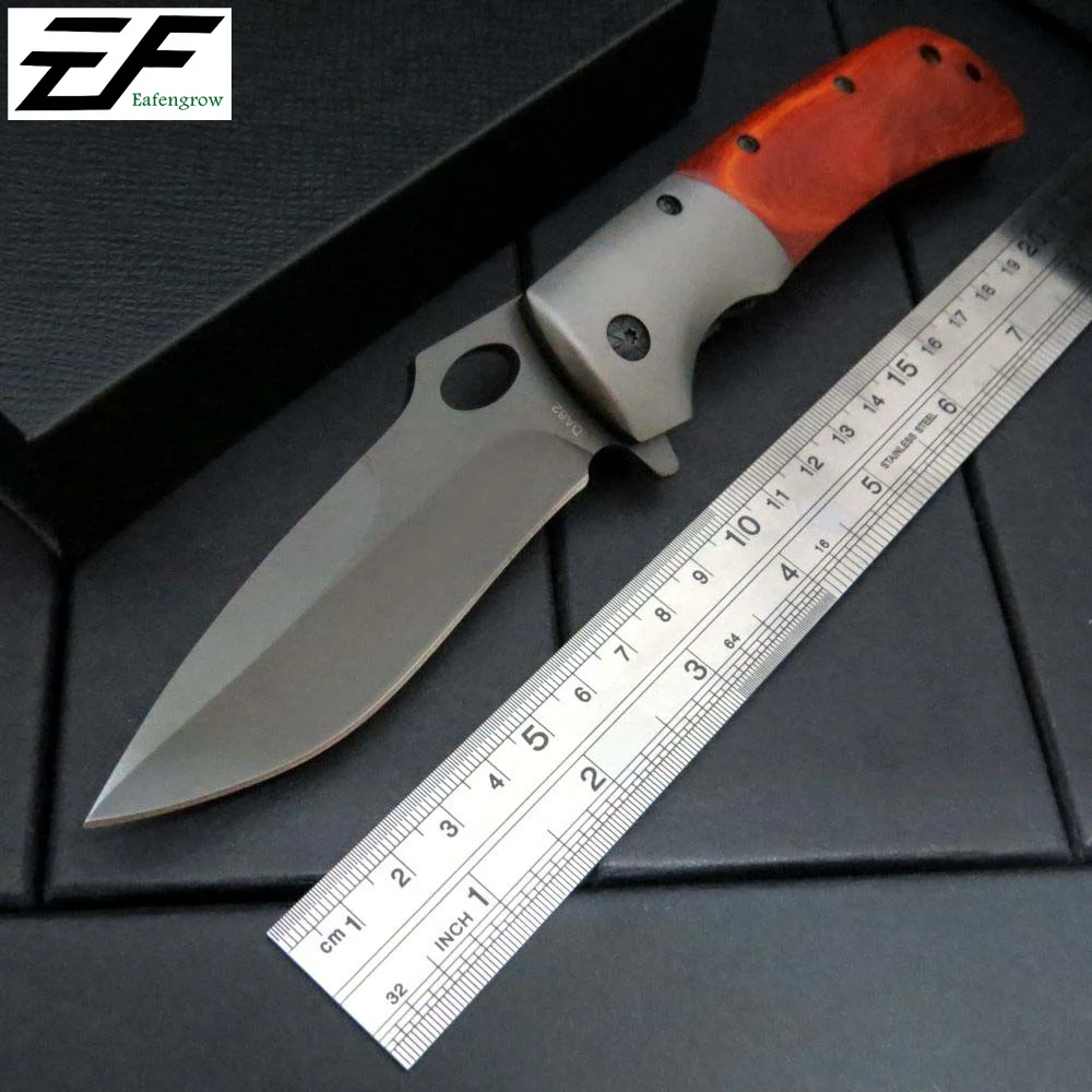 

Eafengrow Brown DA62 Folding Knife 5Cr13Mov Blade Steel Wood Handle Knife Survival Pocket EDC Tools Outdoor Camping Knives