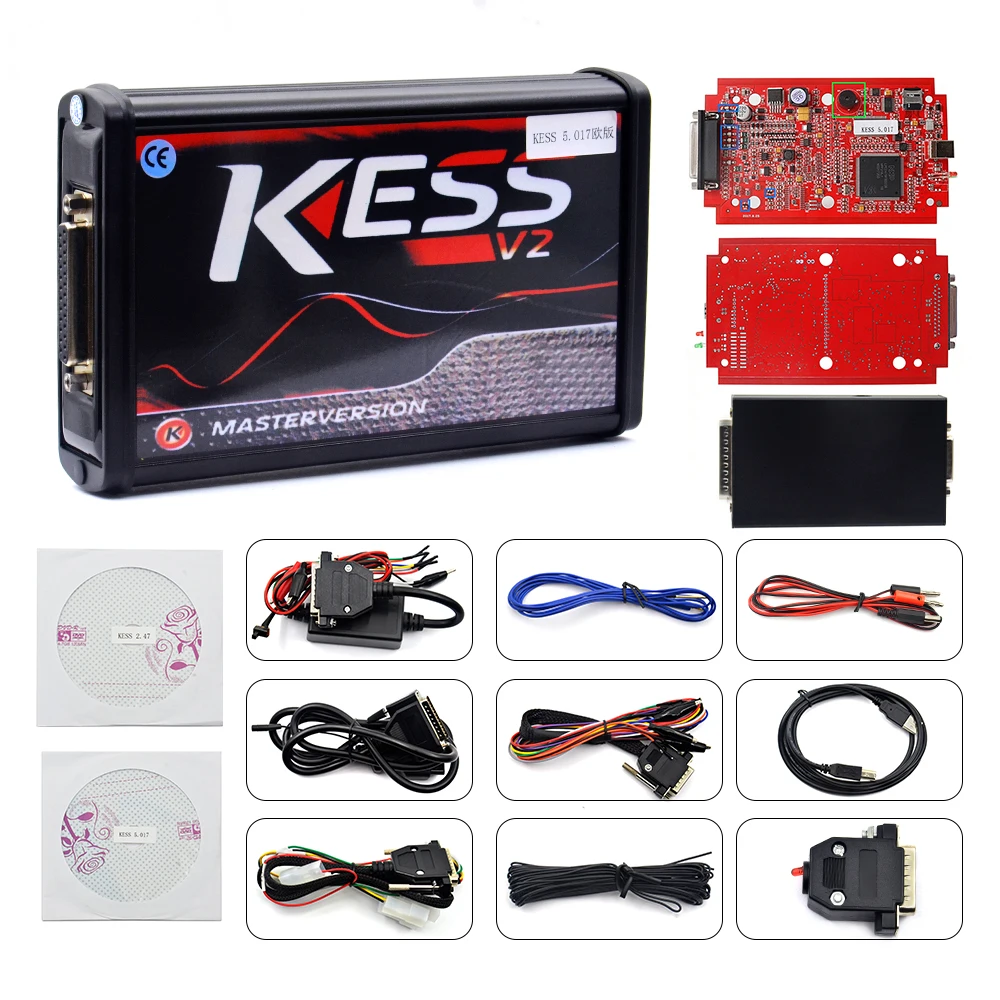 Новейший онлайн V2.47 EU красный Kess V5.017 OBD2 менеджер Тюнинг Комплект KTAG V7.020 4 светодиодный Kess V2 5,017 ECU программист неограниченный