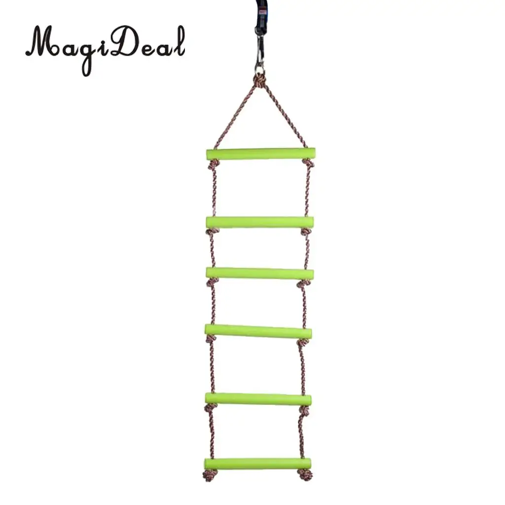 Kids Outdoor Playhouse Plastic 6 Rungs 2m Rope Climbing Ladder Toy Swing Tree House Play Activity Green