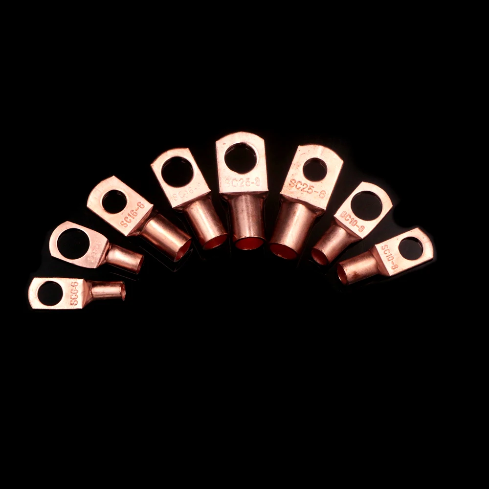 60Pcs SC Bolt Hole Tinned Cable Lugs Battery Terminals Copper Nose Wire Connector Crimped/Soldered Terminal Assorted Kit