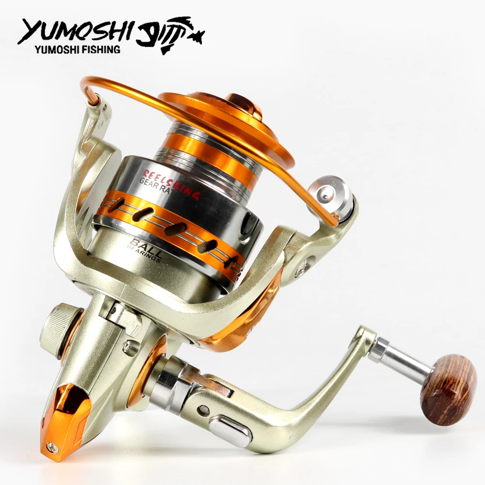 

500 - 9000 Series Metal Superior Spinning Sea Fishing Reel Ratio 5.2:1 12BB wood handle carretilhas de pe Wheel Lure Reel