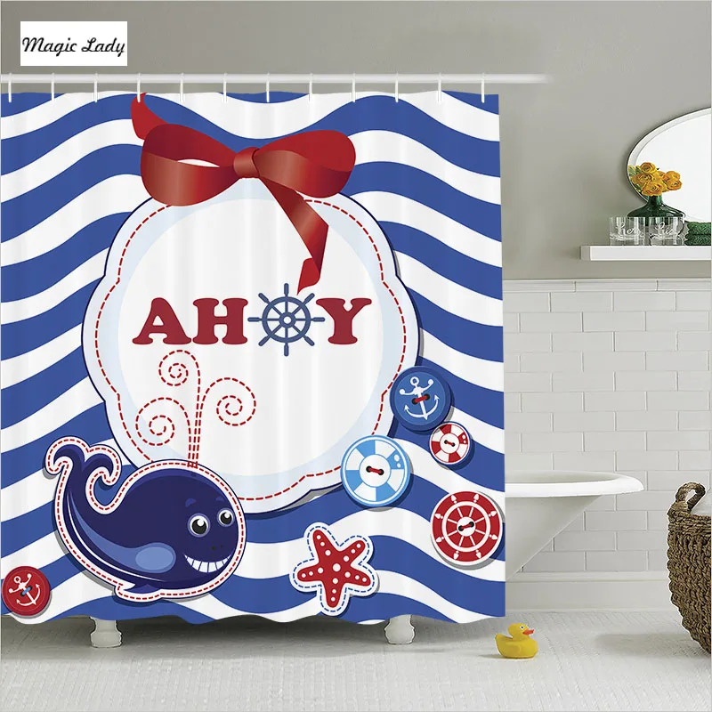 Shower Curtain Nautical Bathroom Accessories Anchor Whale Shower Curtain Nautical Bathroom