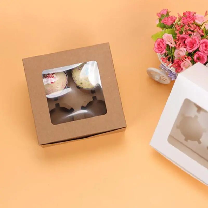 

100pcs 16*16*7.5cm Kraft paper window cake Box party Gift/Candy/Biscuit/Soap/Cookie/Cupcake/Nuts boxes Display packaging Box