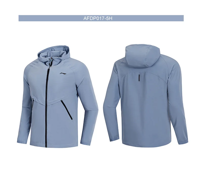 Li-Ning Мужская ветровка для бега, пальто с капюшоном, Стандартная посадка, 92% полиэстер, 8% спандекс, подкладка, спортивная куртка AFDP017 MWF380