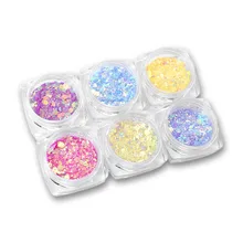 

6Pcs/Set DIY Nail Art Home Decor Sequins Glitter Chameleon Tips Manicure 3D Nail Art Decoration Accessoires