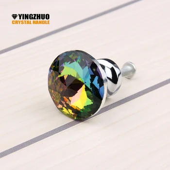 

10pcs 30mm Special Offer Newest Crystal Glass+ Alloy Colorful Glass Diamond Shape Cabinet Knob Drawer Pull Handle Kitchen
