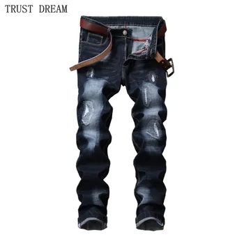 

2019 Classic Man Distressed Jean Slim Patchwork Men's Fashion Casual Denim Pants Streetwear Amazing male jeans hombre homme