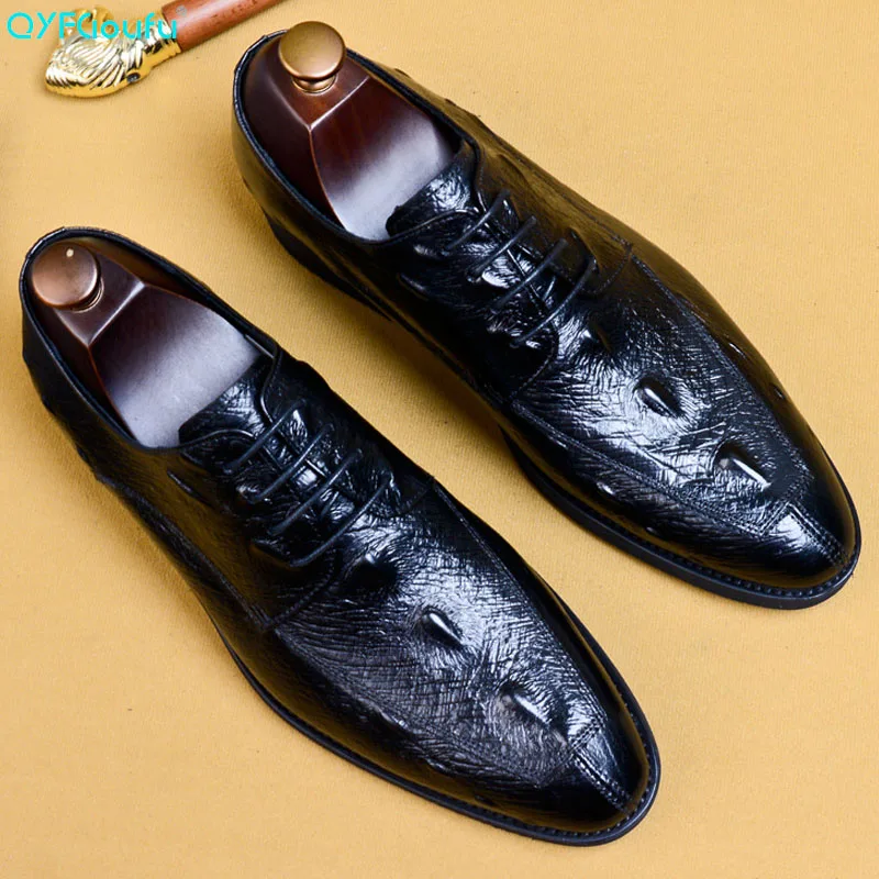 

2019 New Crocodile Pattern Handmade Mens Oxford Shoes 100% Genuine Leather Lace Up Wedding Office Dress Formal Shoe