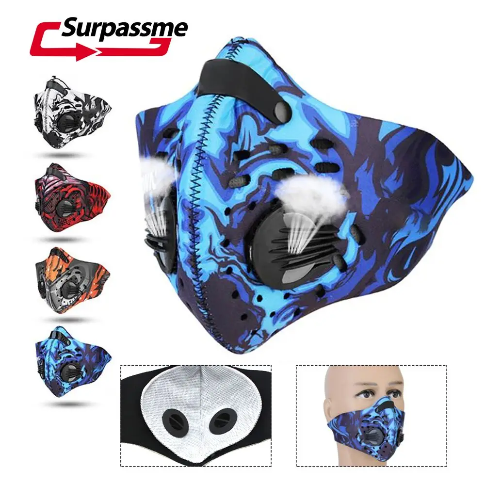 

Half Face Mask Motorcycle Carbon Men Women Dustproof Breathable Anti Pollution Outdoor Sports Motorcycle Mouth Face Mask Filter