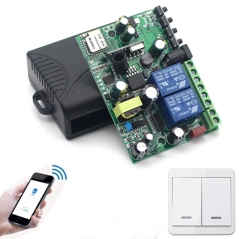 

2CH -AC 90V-250V and AC/DC 7-36V Home Light Wifi Switch 433 MHz 10A Relay DIY Smart Home Modules Wireless Receiver