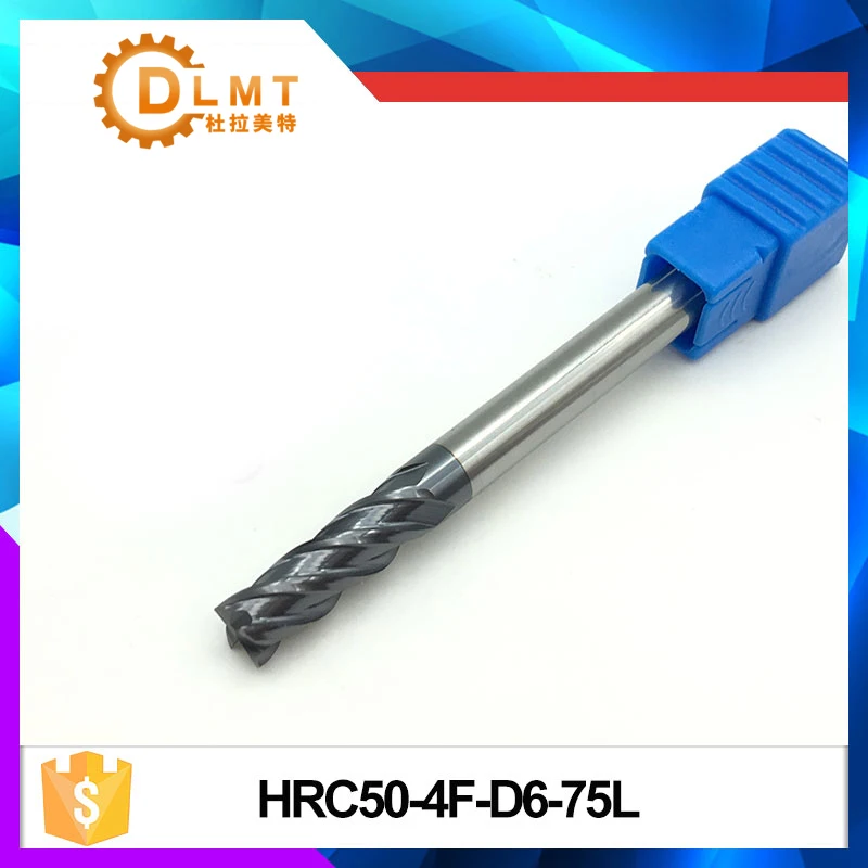 

1pcs HRC50 6mm8mm10mm12mm 75L EndMills 4Flute Carbide Straight Shank Flat EndMills for CNC Lathe Metalworking Cutting Tools