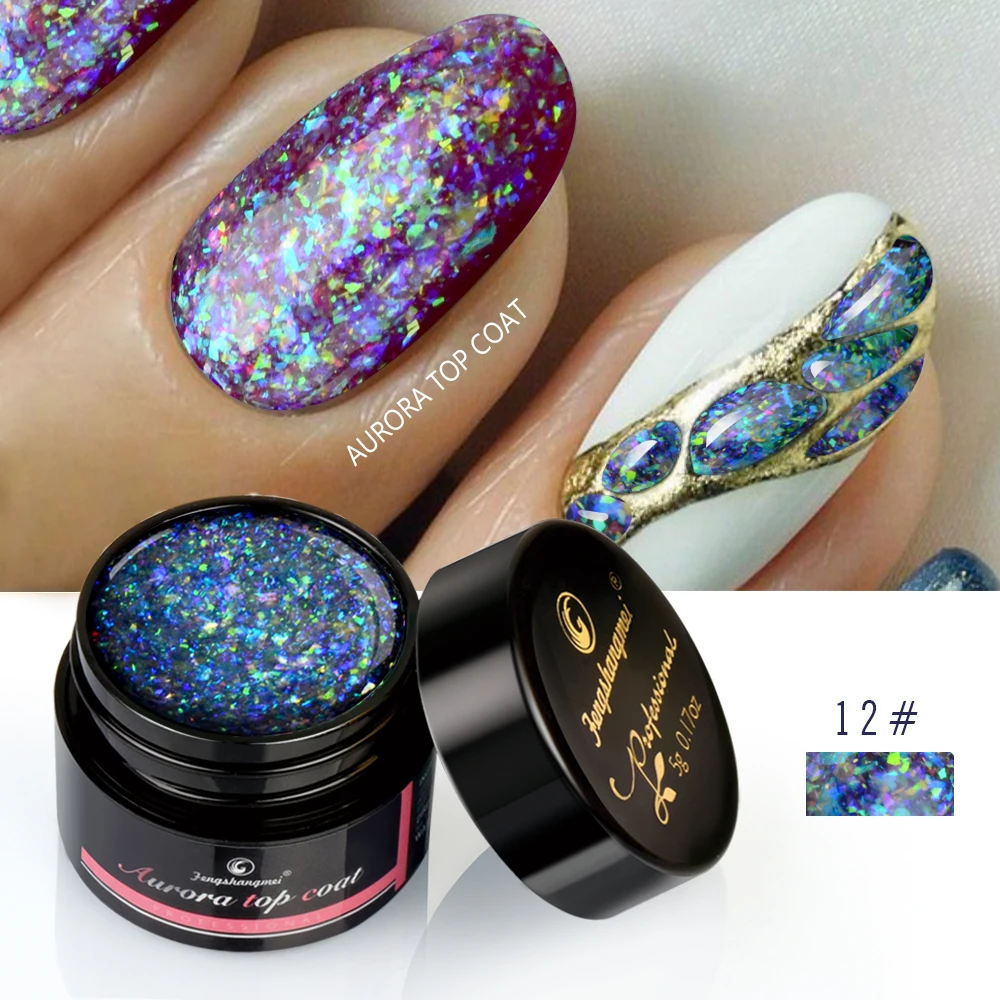  Fengshangmei 5g Aurora Gel Nail Polish Top Coat Hybrid Gel Varnish Clear UV Gellak Glittler Lacquer