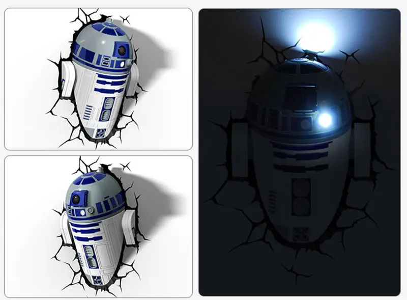 

[TOP] Creative Star Wars R2-D2 Robot figures model 3D Wall Lamp Unique LED light lamp Ornament Home room decorations gift