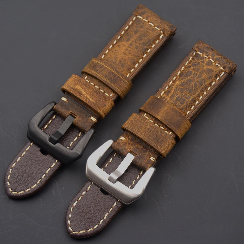 

2019 Handmade Retro Leather Watchbands Version, Classic Men's Watch Band 20 22 24 26 For Panerai PAM Strap Universal Wristband