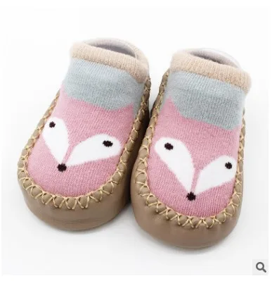 CYSINCOS/Прямая поставка, носки для новорожденных, носки для маленьких девочек и мальчиков, Нескользящие мягкие носки-тапочки с рисунками животных для малышей 6-24 месяцев - Цвет: pink-12