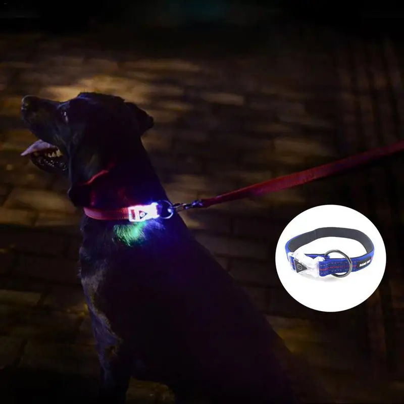 Светодиодный светильник-ошейник для собак, светящиеся водонепроницаемые ошейники для собак, светящиеся ночные ошейники для домашних животных, маленькие, средние, большие товары для домашних собак - Цвет: Blue