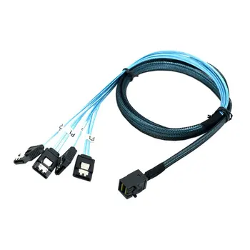 

10pcs/lot CY 1m Internal Mini SAS SFF-8643 Host to 4 SATA 7pin Hard Disk Fanout 6Gbps Data Server Raid Cable