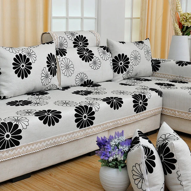 Europe Style Flocked Sofa Cover Cotton Linen Fl Four Seasons Europe Style Flocked Sofa Cover Cotton Linen Fl Four Seasons Wedding Decoration Couch Covers Set Sectional