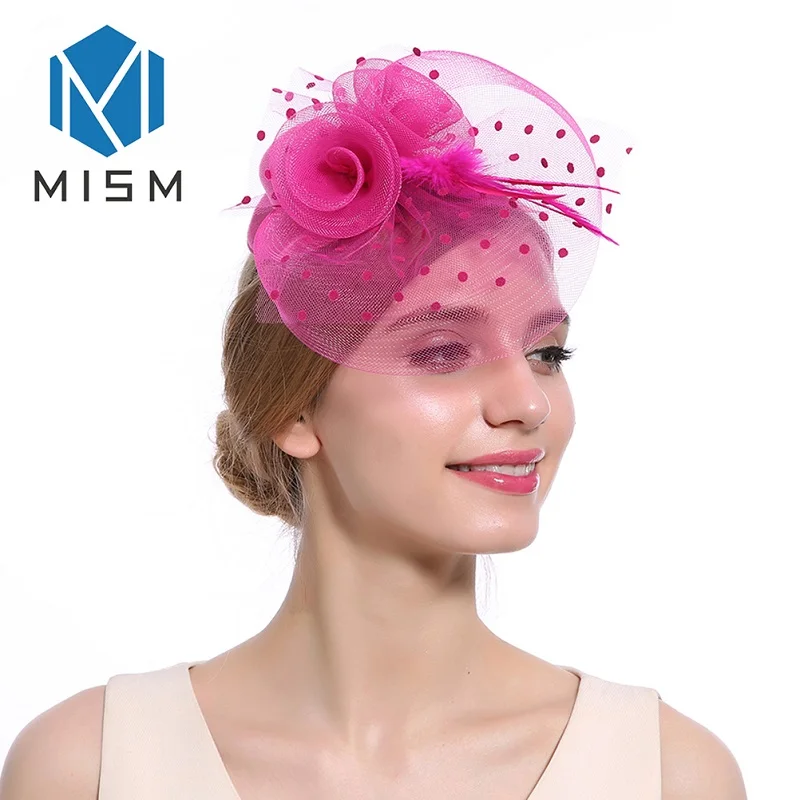 M MISM, Женская Свадебная шляпка, заколка для волос, сетка, вуаль, точка, перо, волосы, полосы обруча, аксессуары, Ретро стиль, элегантный аксессуар для волос Аллигатор - Цвет: STYLE F