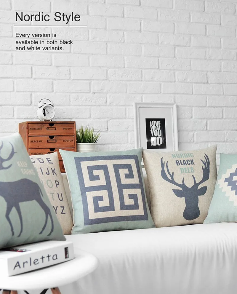 

Free Shipping/Nordic cartoon deer head geometry cotton pillowcase car sofa cushion for leaning on of 45 * 45 cm