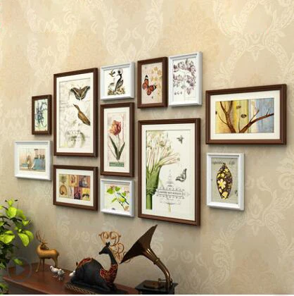 12pcs Pine Wood Photo Frame Combo Wooden Picture Frames Picture Frame Set Home Office Coffee Salon Wall Decorations - Цвет: As picture show