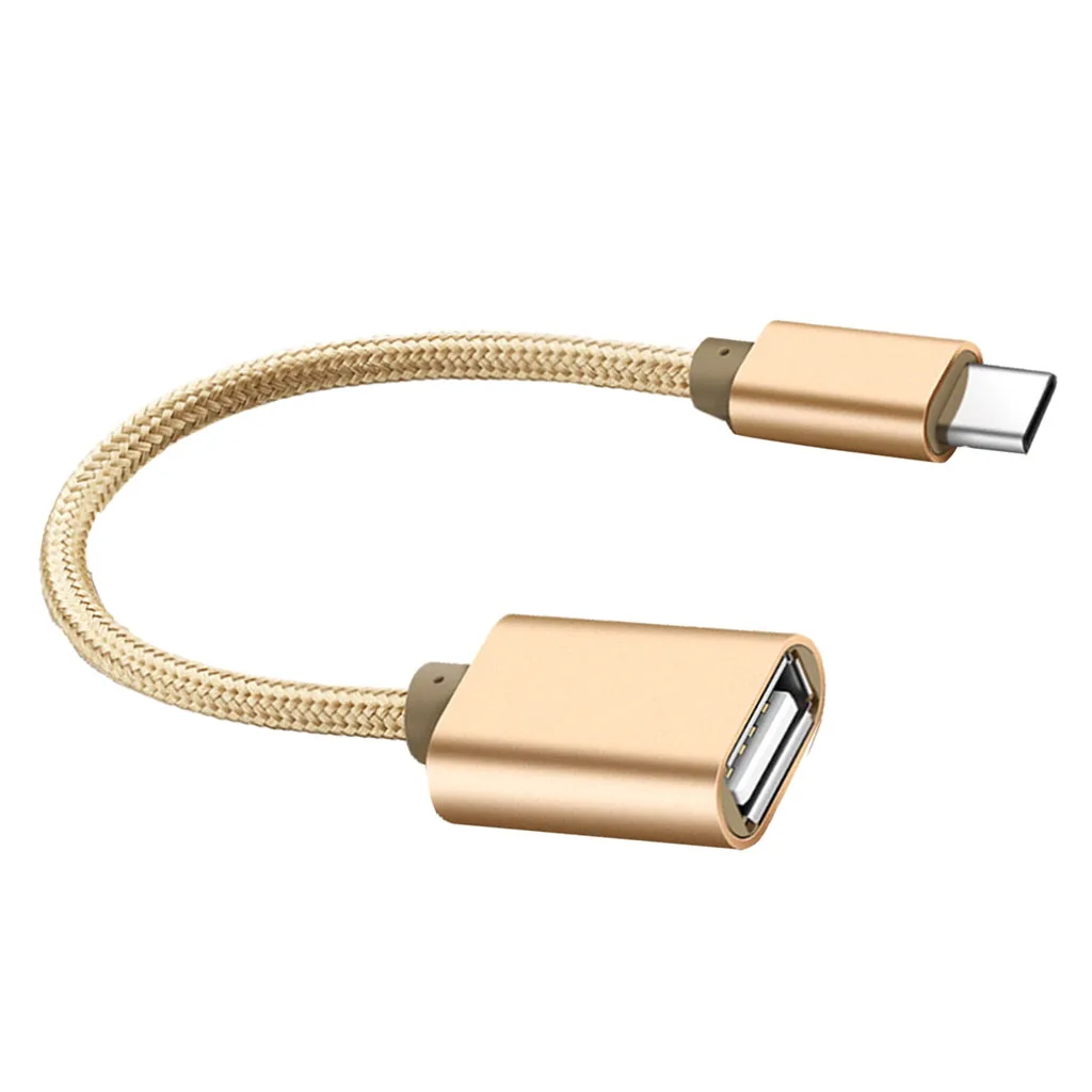 Нейлоновый Плетеный адаптер Type C папа USB 2 0 Тип A мама OTG Хост кабель Зарядное