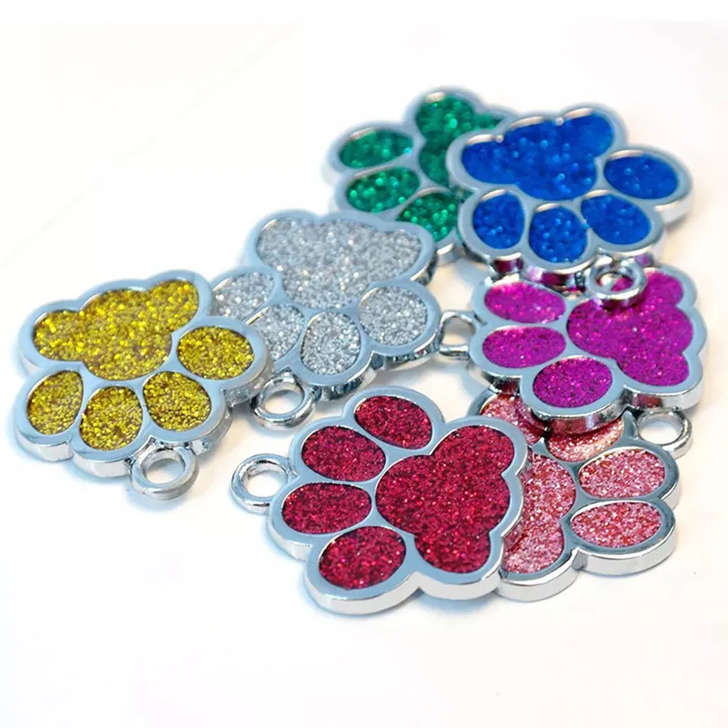 Cute Mini Shine Paw Dog Cat ID Name Tags Pet Jewelry Necklace  Outdoor Security Training Dog Harness Collars Pet Dog Tag