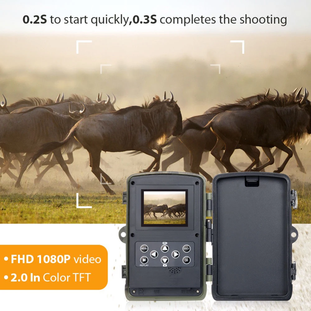Hunting Trail Camera Night Vision Wild Cameras 20MP 1080P IP65 Photo Trap 0.3s Trigger Wildlife Cam Surveillance HC810A