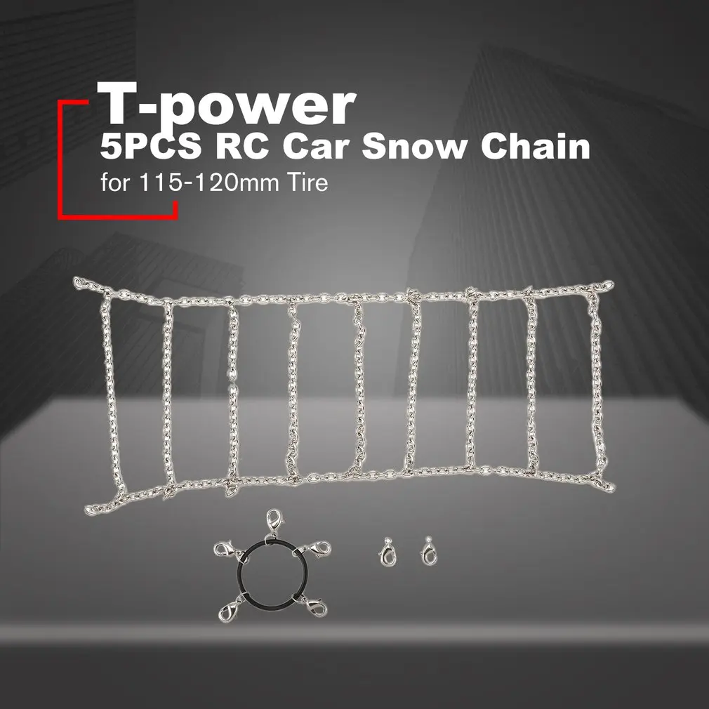 

T-power 4pcs Metal Snow Chain for 115-120mm Tire for RC Racing Climbing Rock Crawler 1/10 Car Truck Anti-skid Accessories