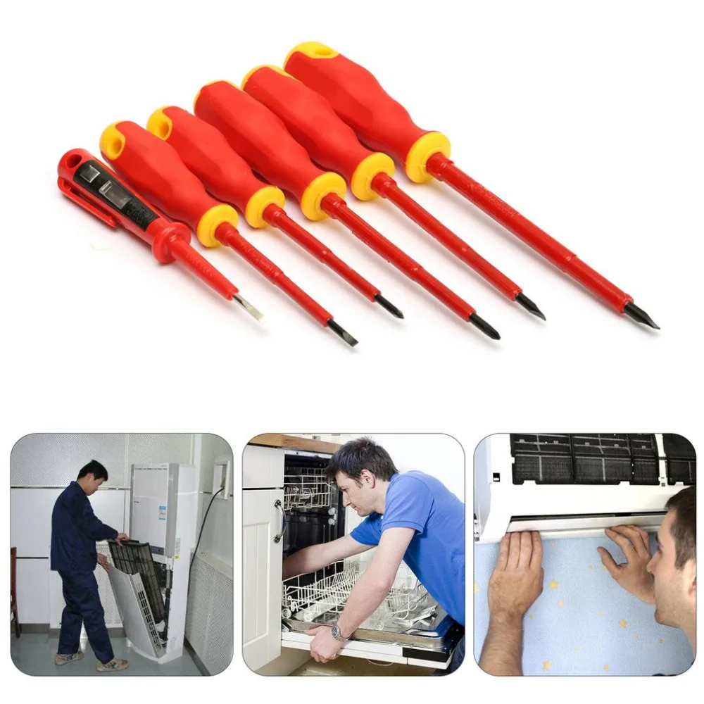 6pcs/set Professional Ergonomic Handle Screwdriver Set Electricians