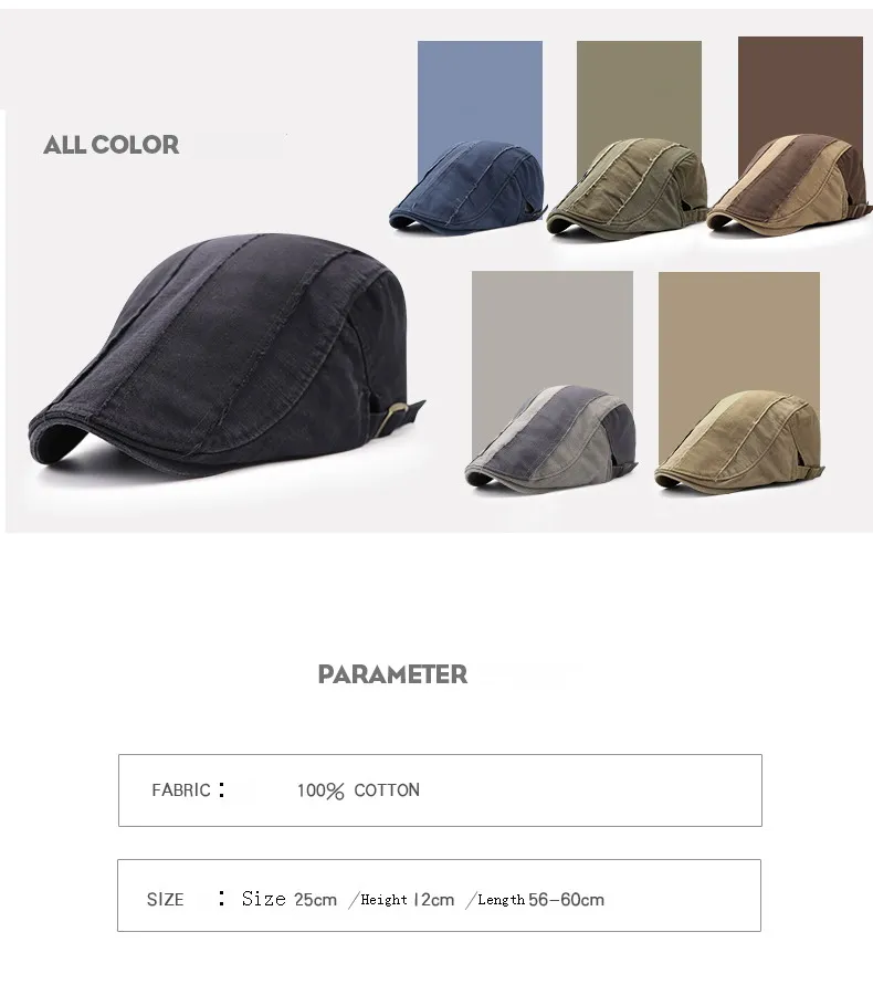 JAMONT new Casual Men's Hat Cotton Berets Simple Style Visors Cap Men Flat Hats Casquette Distressed Sun Visor Multicolor