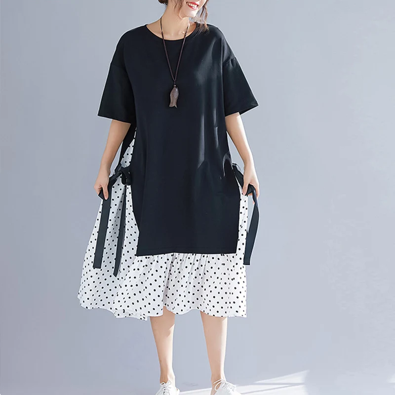 

ERREGIN Women Plus Size Linen Dress Summer Holiday Female Vintage Lady Vestidos Loose Large Cloting Black Beach Dress 2019