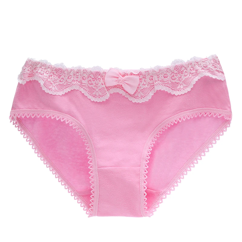 

TWTZQ Hot Sale! Brand Women's Sexy Lace Panties Candy Color Breathable Bowknot Briefs Cotton Girl Underwear Calcinha 4NK055
