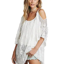 2017 mujeres beach dress correa sexy escarpado floral del cordón del ganchillo bordado vestidos de verano del hippie de boho dress vestidos beach wear c13