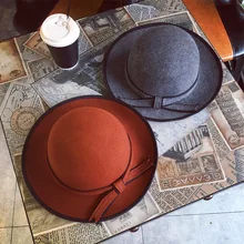 Мужская шерстяная Кепка с бантиком, модная женская джазовая шляпа для конной езды, Уличная Повседневная шапка