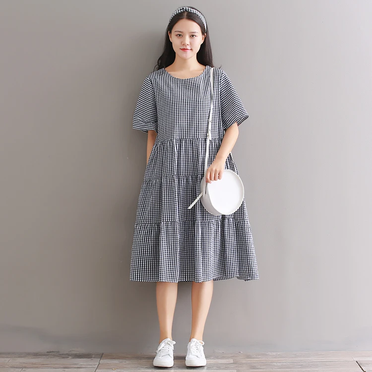 Female Long Loose Vintage Dress New Fashion Women Short