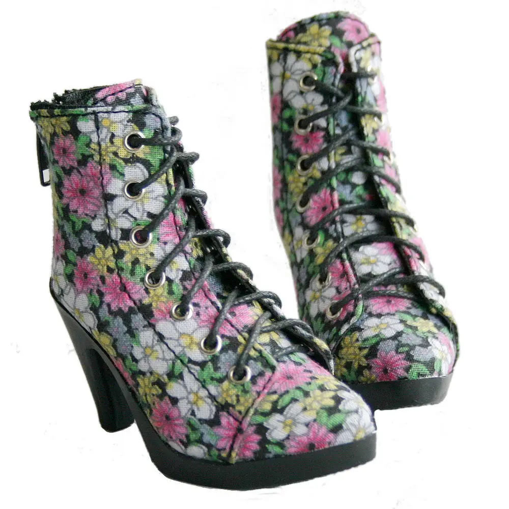 

[wamami] 48# Black Flower 1/3 SD BJD DOD Dollfie High Heels Flanging Shoes-7.5cm