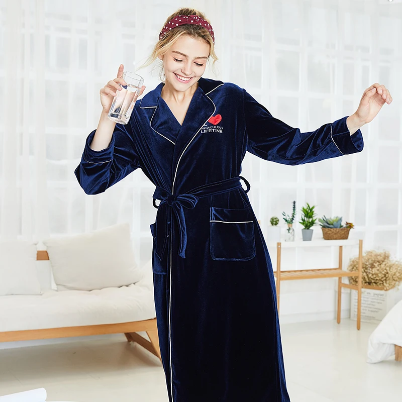 

Equtife Luxury Style Women Robes Pajama Cardigan Gown Special Design Night-robe Spring Autumn Bathrobe Home Wear Nightgown