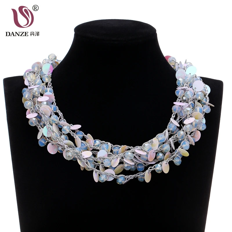 DANZE богемное многослойное ожерелье с пластиковыми дисками для женщин, женские ручные бусины, кнопки, массивные ювелирные изделия