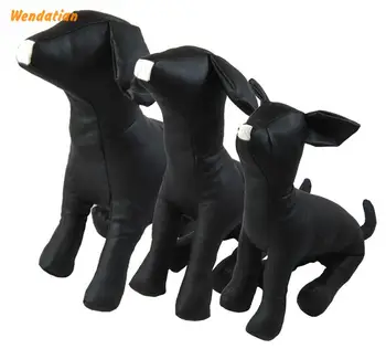 

Decoration Crafts Figurines Miniatures black white PU leather Sitting Posture Pet Dog Model Props 3pc/set