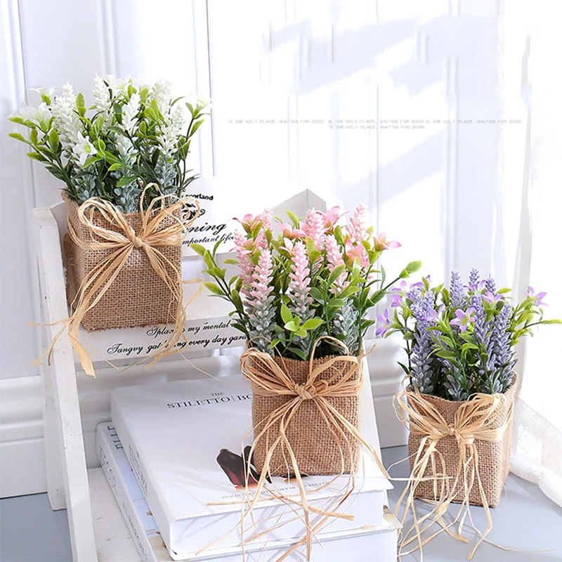 

Flone Artificial Plants Plastic Mini Lavender Bonsai Fake Flowers Lavender Decoration Maison Home Decoration Accessories Flores