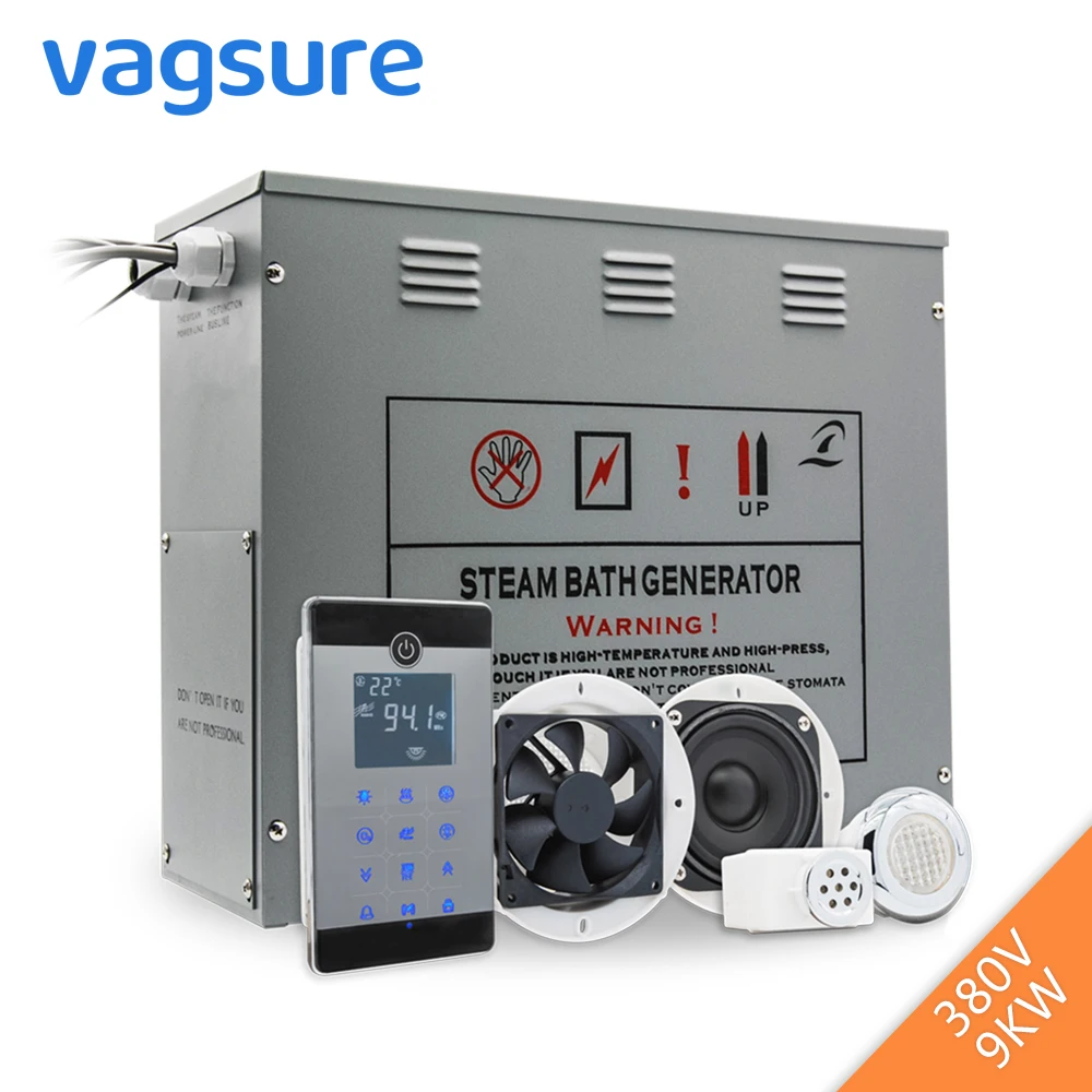 

9KW/240V 1Phase Bathroom Sauna Steam Generator Wet Steam Sauna Accessories bluetooth Spa Bath For Steam Shower Room