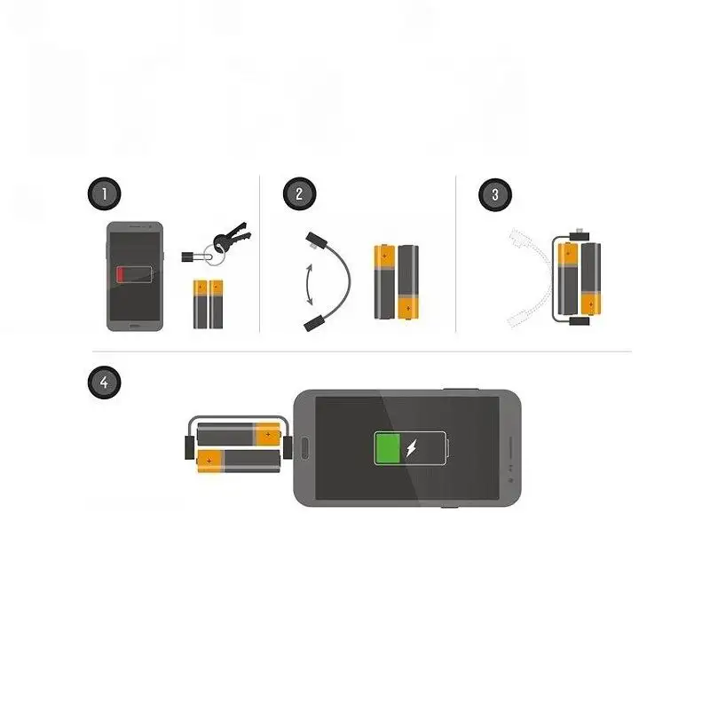Smallest Portable aa battery micro usb charger for Samsung Huawei
