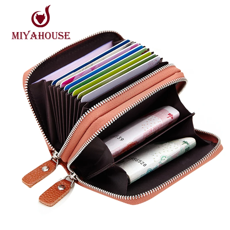 New Fashion Genuine Leather Women Card Holder Wallet High Capacity Credit Card Holders For Female Coin Purses Pillow Card Purse