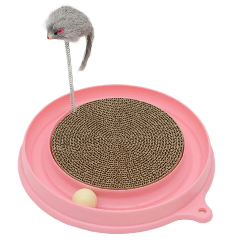 Round Plastic Cat Scratch Board Toy For Dogs Cats Kittens Puppys