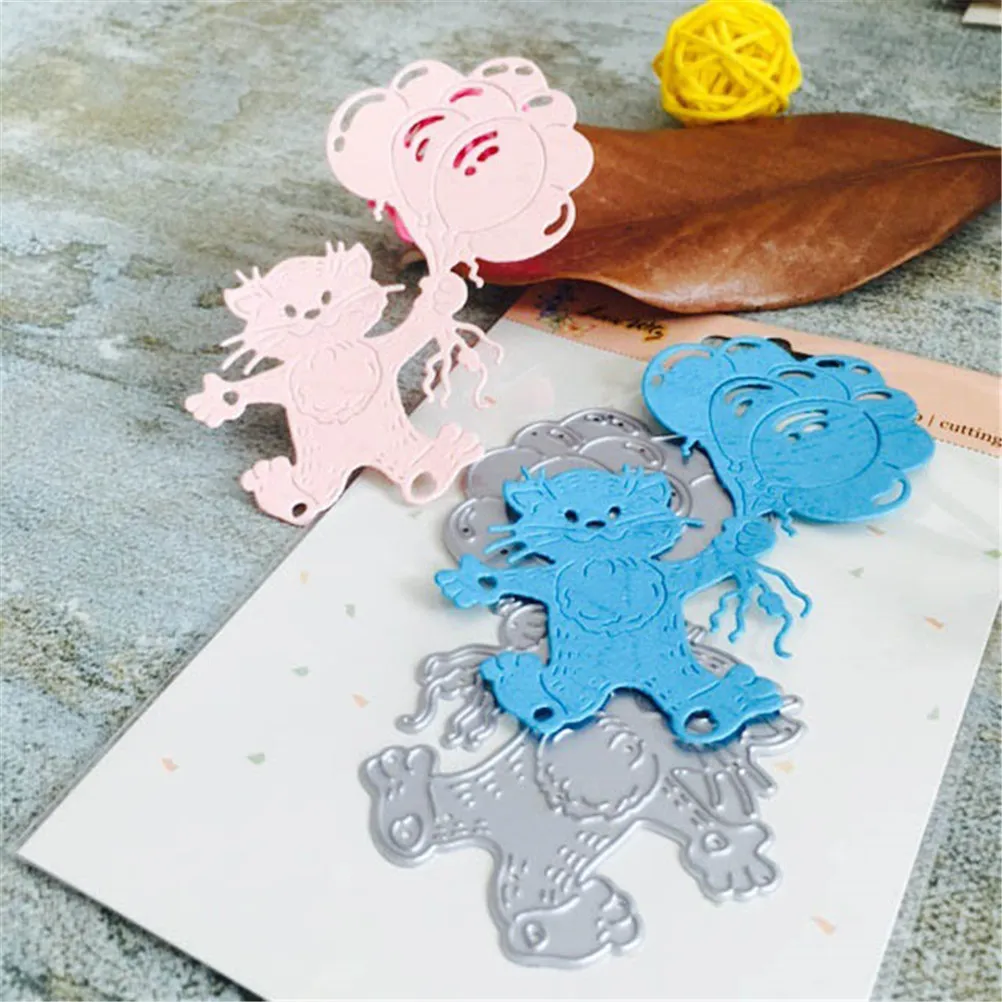 Cats And Balloons Metal Cutting Dies Stencils DIY Scrapbooking Card Photo Album Painting Embossing Template Decor Craft