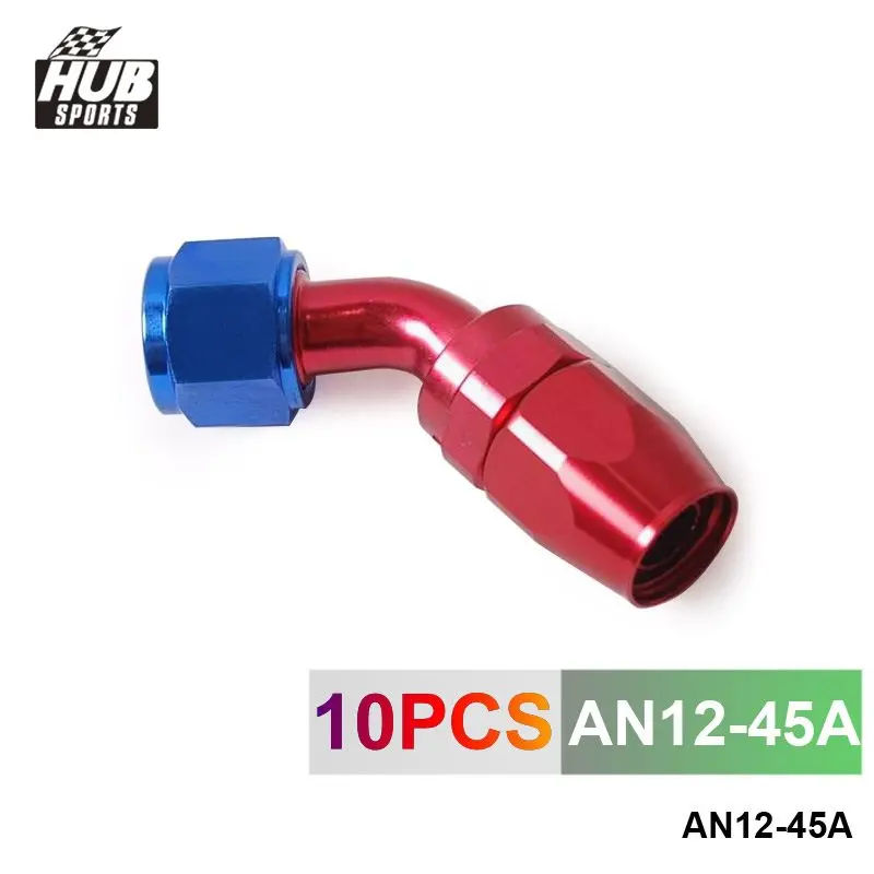 Hubsports - 10pcs /set 45 Degree High Performance AN12 Hose End Fitting Aluminum oil cooler hose fitting  HU-AN12-45A